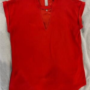 Express Burnt Orange Keyhole Blouse